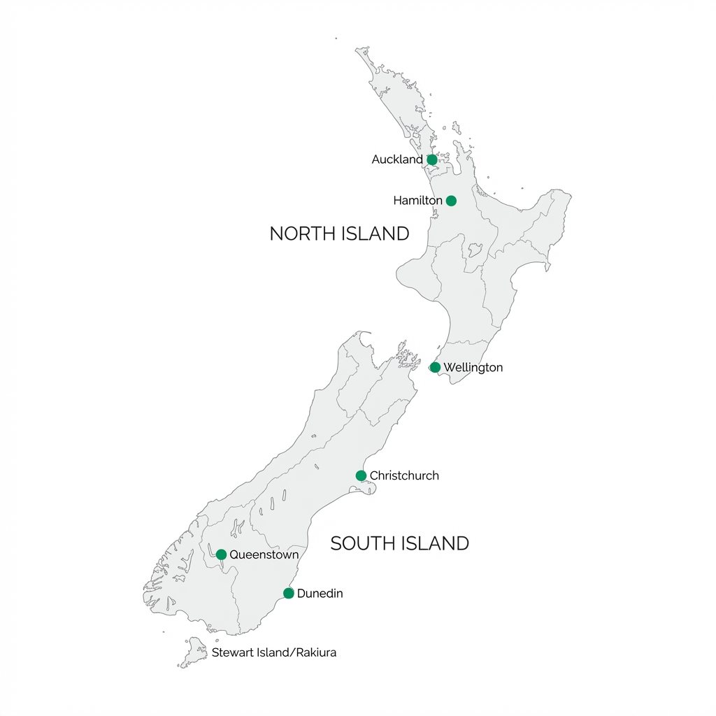 Premium Detailed Map of New Zealand with North and South Islands