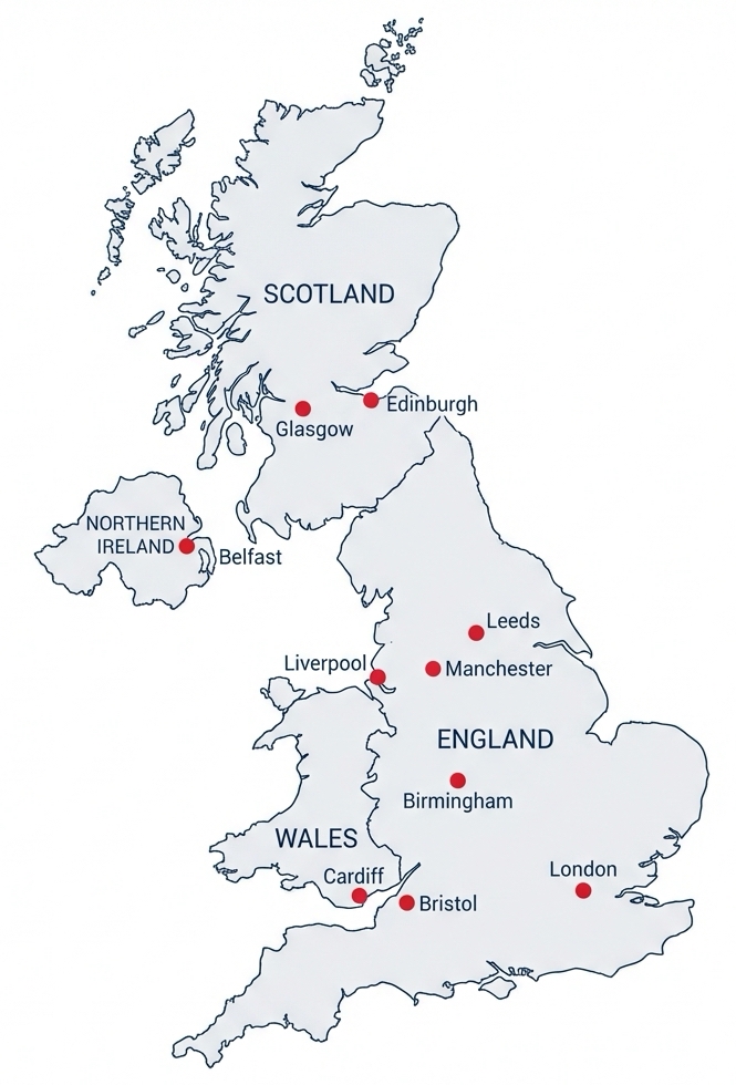 Premium Detailed Map of United Kingdom with Major Cities